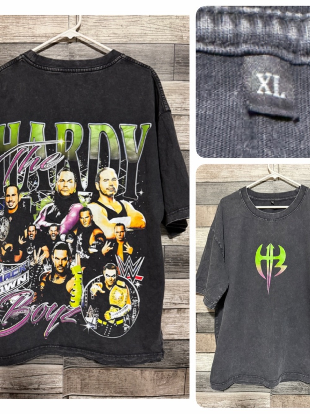 The Hardy Boyz Smack Down Heavyweight T Shirt Men’s XL Faded Black Graphic
